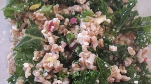 kale farro salad prepared