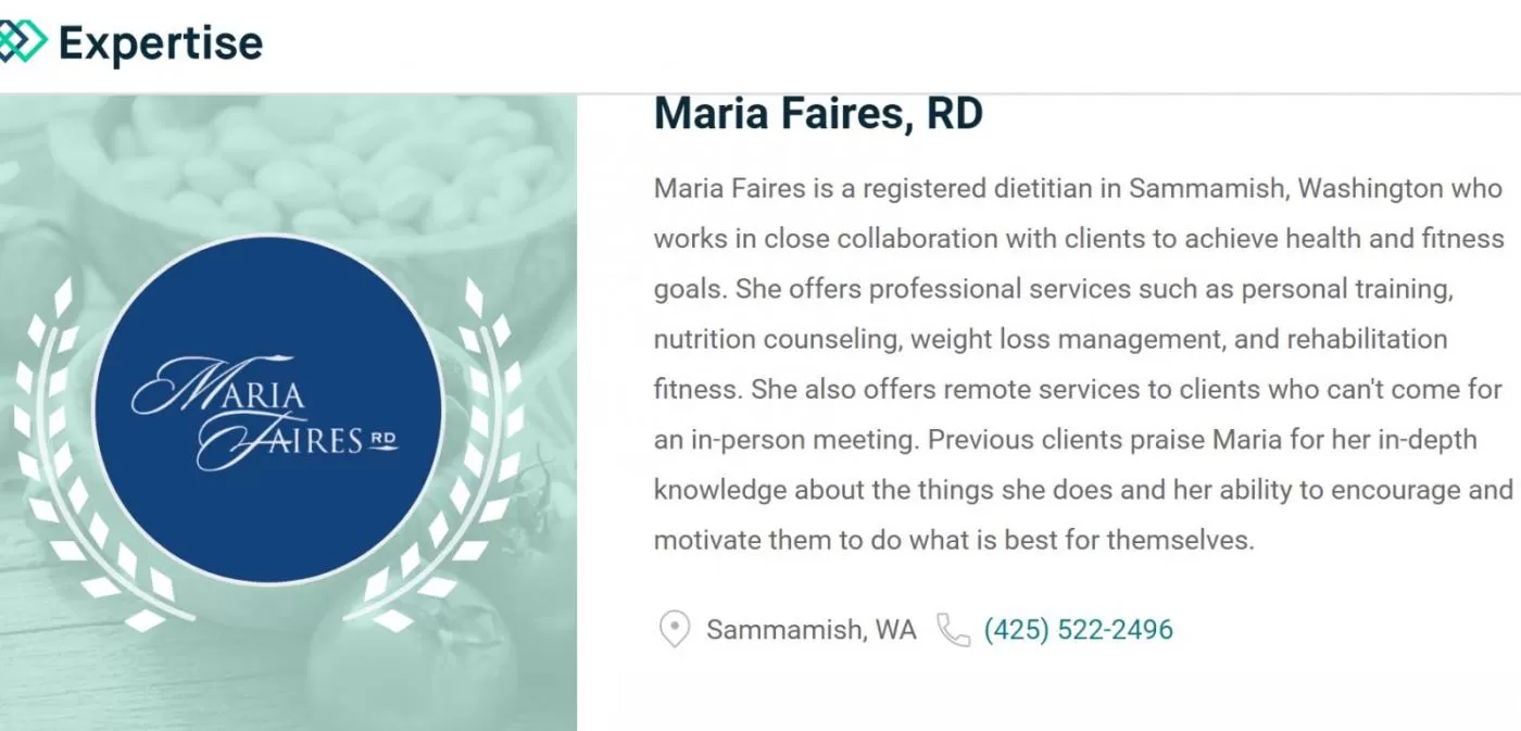Maria Faires, RD Top Dietitian Nutritionist