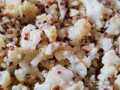 Roasted cauliflower with cooked quinoa