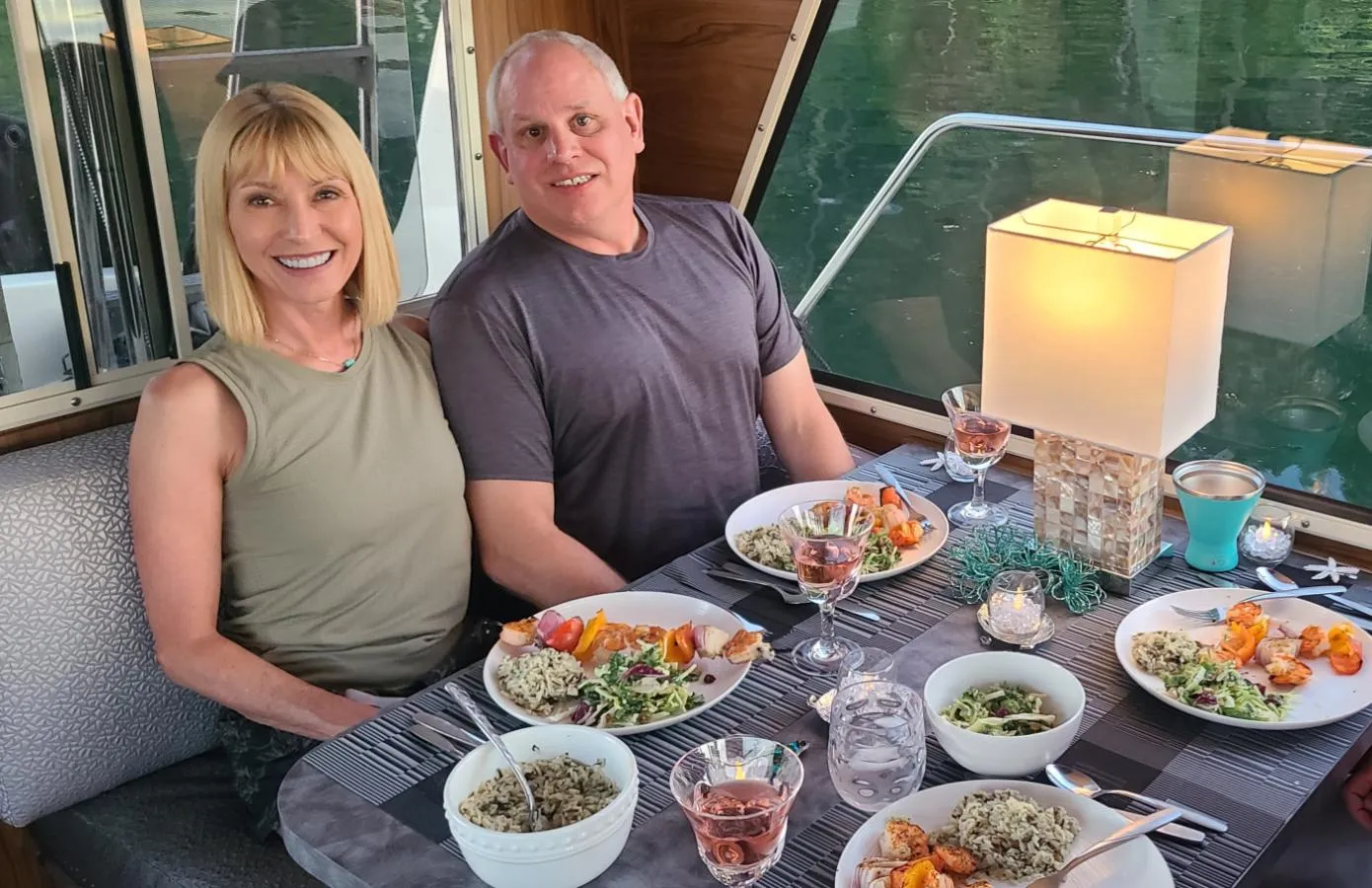Captain Maria and her husband George host healthy dinner on their boat